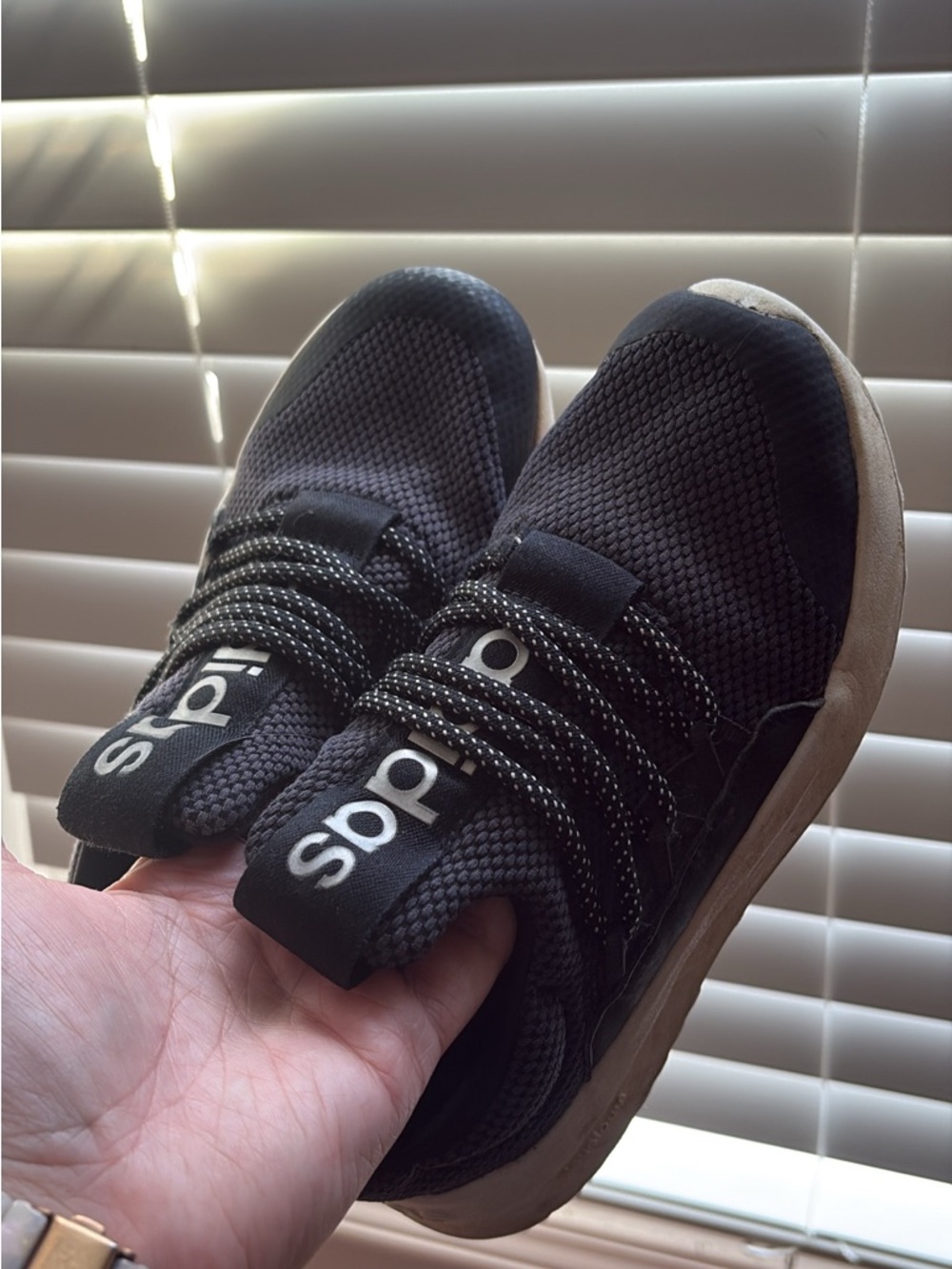 adidas Black Knit Lace-Up Sneakers with Reflective Laces